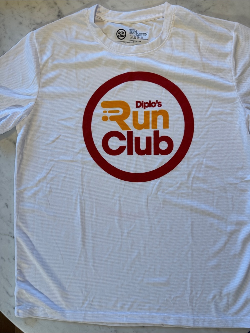 Diplo's Run Club Graphic Tee - White with Red & Gold Print